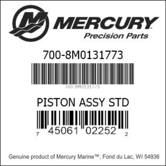 Bar codes for Mercury Marine part number 700-8M0131773