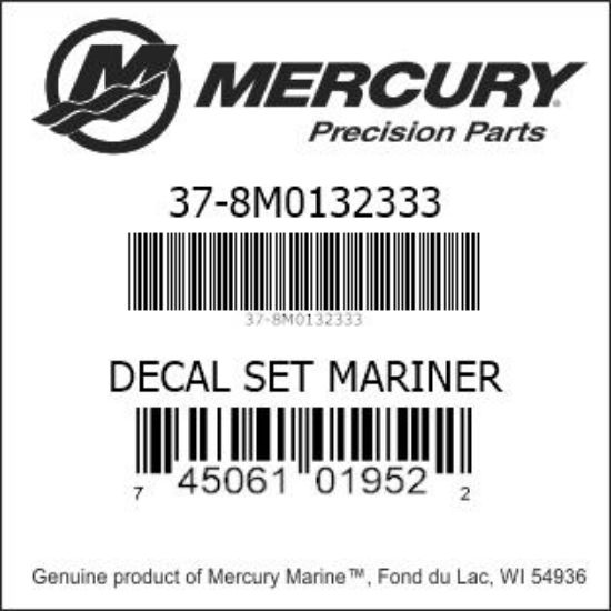 Bar codes for Mercury Marine part number 37-8M0132333