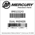 Bar codes for Mercury Marine part number 8M0133243