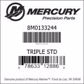Bar codes for Mercury Marine part number 8M0133244