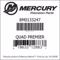 Bar codes for Mercury Marine part number 8M0133247