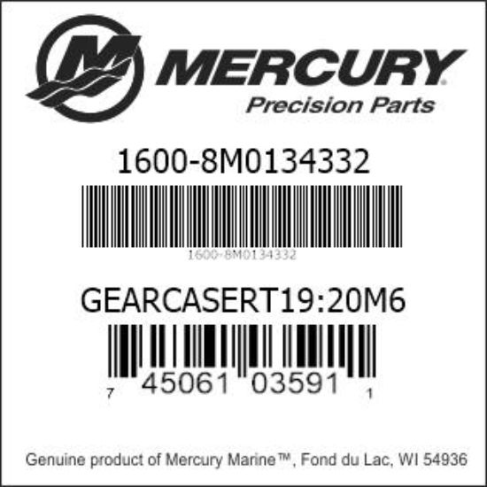 Bar codes for Mercury Marine part number 1600-8M0134332