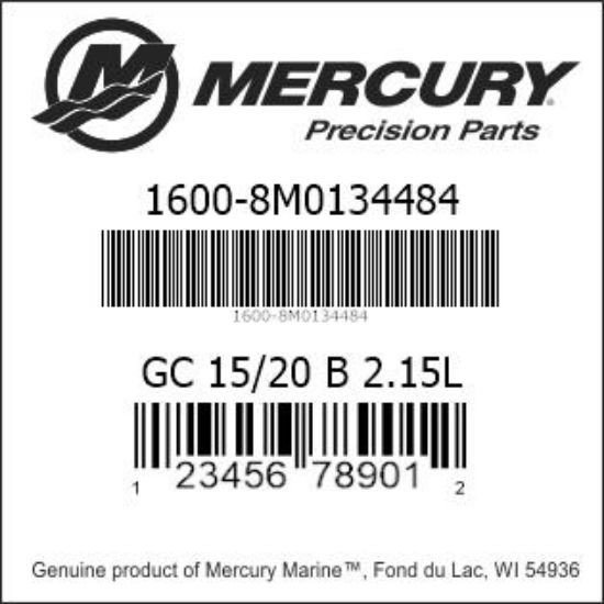 Bar codes for Mercury Marine part number 1600-8M0134484
