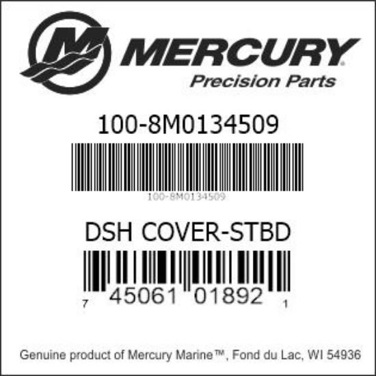 Bar codes for Mercury Marine part number 100-8M0134509
