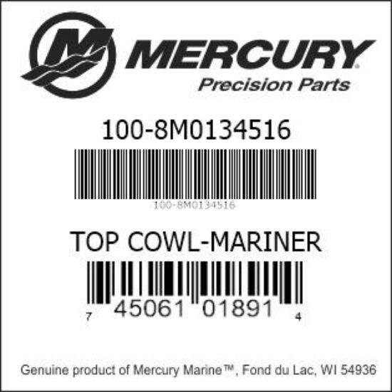 Bar codes for Mercury Marine part number 100-8M0134516