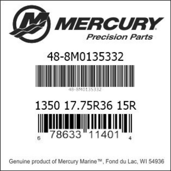 Bar codes for Mercury Marine part number 48-8M0135332