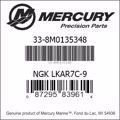 Bar codes for Mercury Marine part number 33-8M0135348