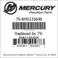 Bar codes for Mercury Marine part number 79-8M0135648