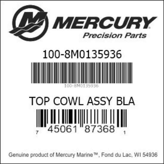 Bar codes for Mercury Marine part number 100-8M0135936