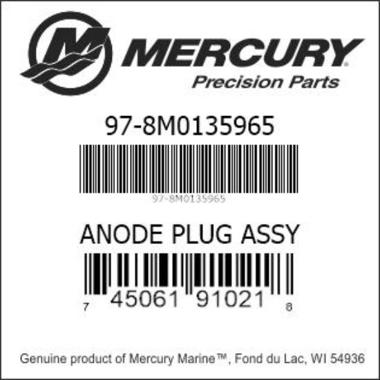 Bar codes for Mercury Marine part number 97-8M0135965