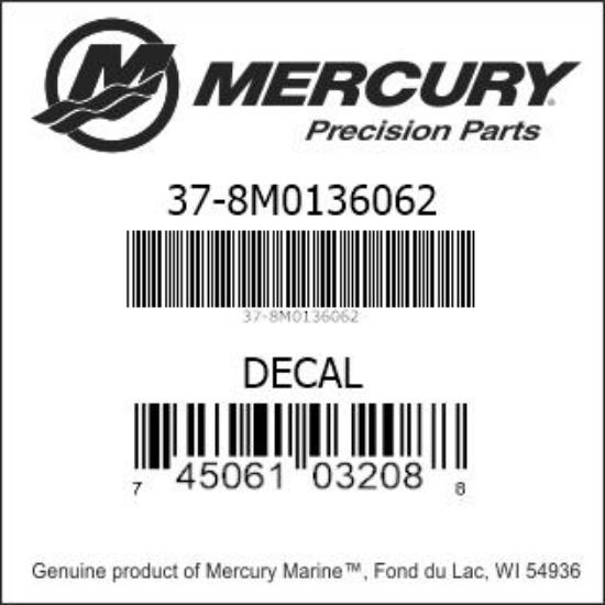 Bar codes for Mercury Marine part number 37-8M0136062