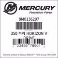 Bar codes for Mercury Marine part number 8M0136297
