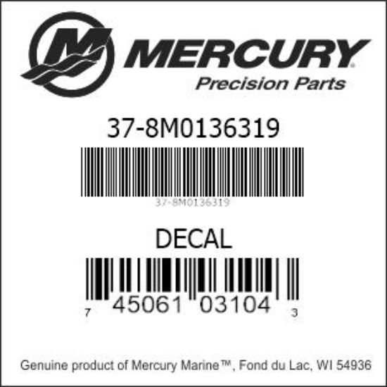 Bar codes for Mercury Marine part number 37-8M0136319
