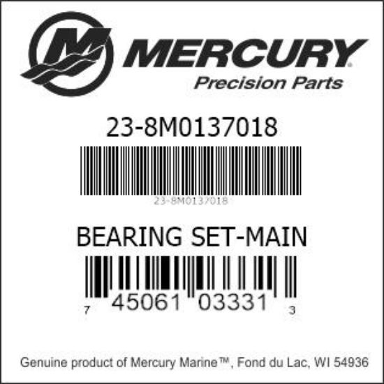 Bar codes for Mercury Marine part number 23-8M0137018