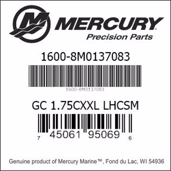 Bar codes for Mercury Marine part number 1600-8M0137083