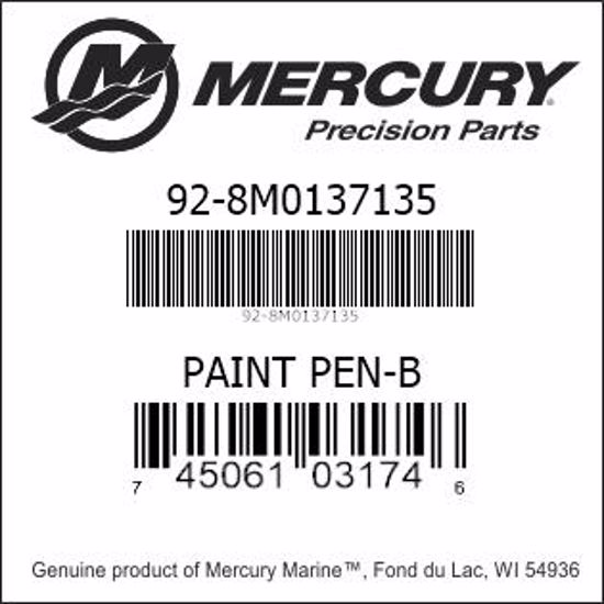 Bar codes for Mercury Marine part number 92-8M0137135