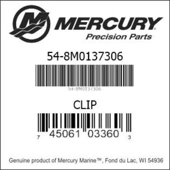 Bar codes for Mercury Marine part number 54-8M0137306