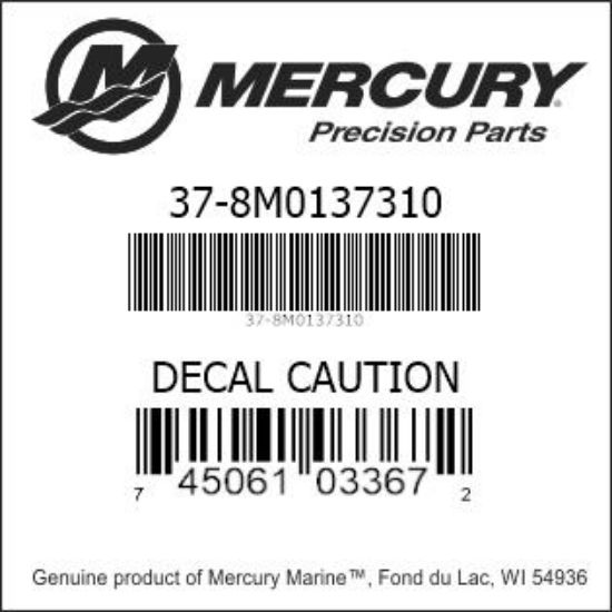 Bar codes for Mercury Marine part number 37-8M0137310