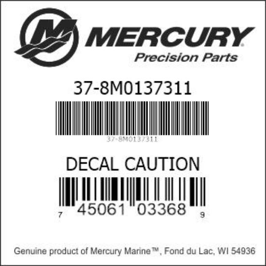 Bar codes for Mercury Marine part number 37-8M0137311