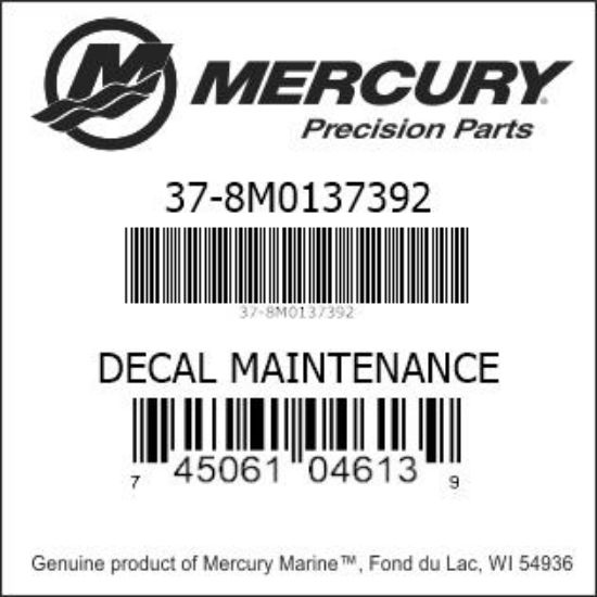 Bar codes for Mercury Marine part number 37-8M0137392