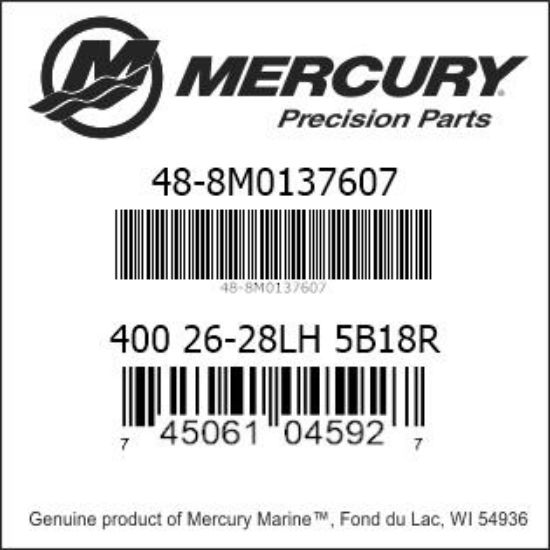 Bar codes for Mercury Marine part number 48-8M0137607
