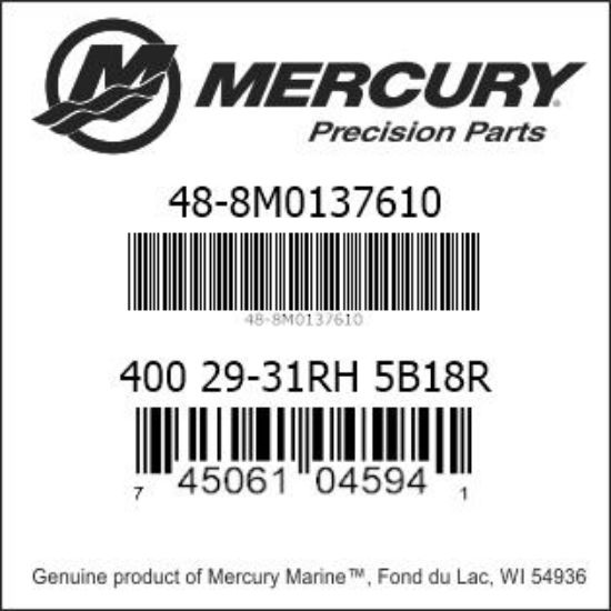 Bar codes for Mercury Marine part number 48-8M0137610