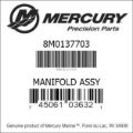 Bar codes for Mercury Marine part number 8M0137703