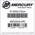 Bar codes for Mercury Marine part number 97-8M0137814