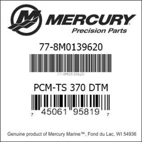 Bar codes for Mercury Marine part number 77-8M0139620