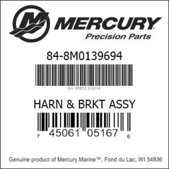 Bar codes for Mercury Marine part number 84-8M0139694