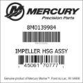 Bar codes for Mercury Marine part number 8M0139984