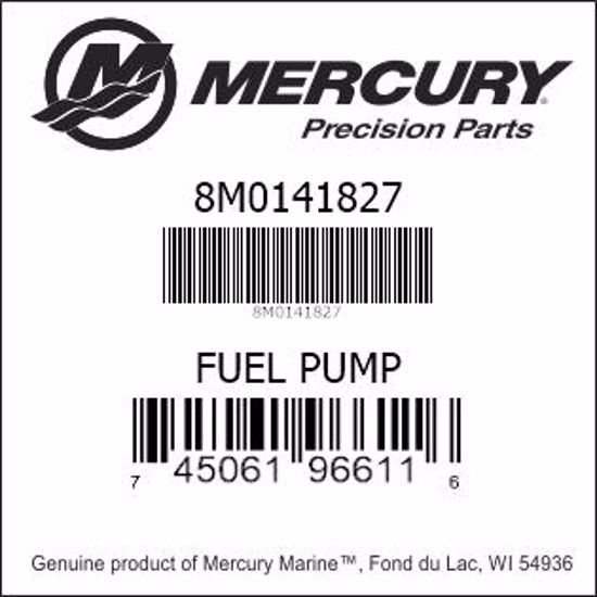 Bar codes for Mercury Marine part number 8M0141827