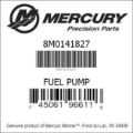 Bar codes for Mercury Marine part number 8M0141827