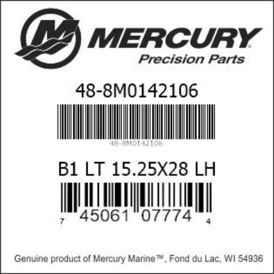 Bar codes for Mercury Marine part number 48-8M0142106