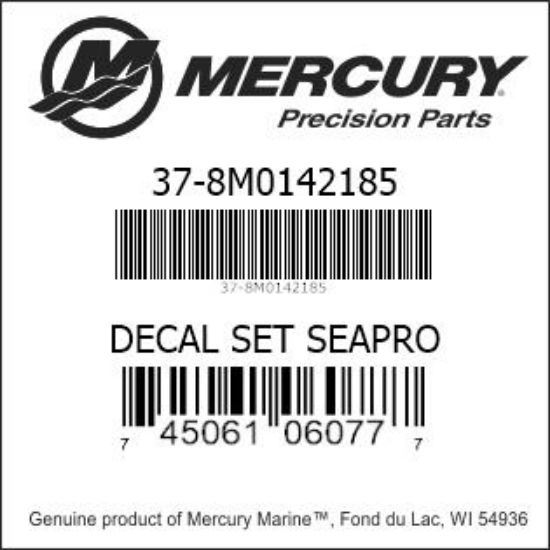 Bar codes for Mercury Marine part number 37-8M0142185