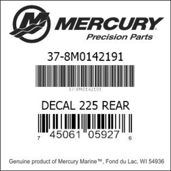 Bar codes for Mercury Marine part number 37-8M0142191