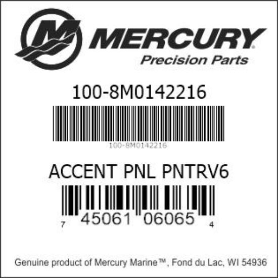 Bar codes for Mercury Marine part number 100-8M0142216