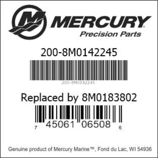 Bar codes for Mercury Marine part number 200-8M0142245