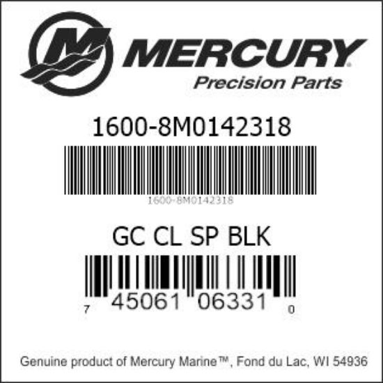 Bar codes for Mercury Marine part number 1600-8M0142318