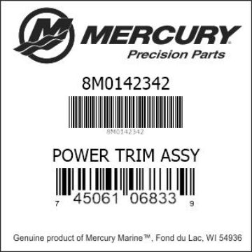 Mercury Marine part number 8M0142342 POWER TRIM ASSY Bar codes for Mercury Marine part number 8M0142342
