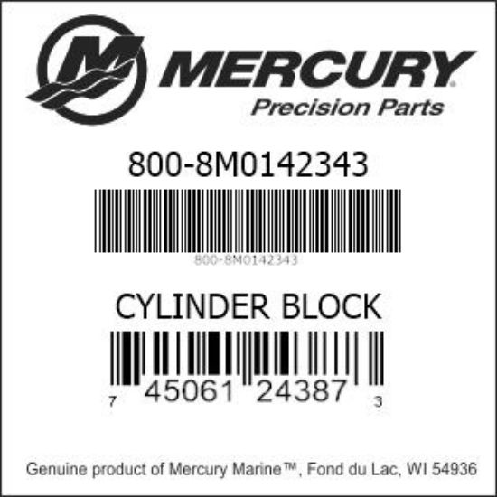 Bar codes for Mercury Marine part number 800-8M0142343