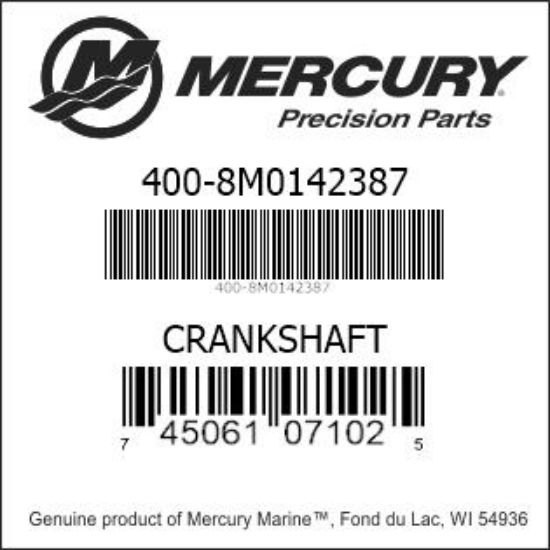 Bar codes for Mercury Marine part number 400-8M0142387