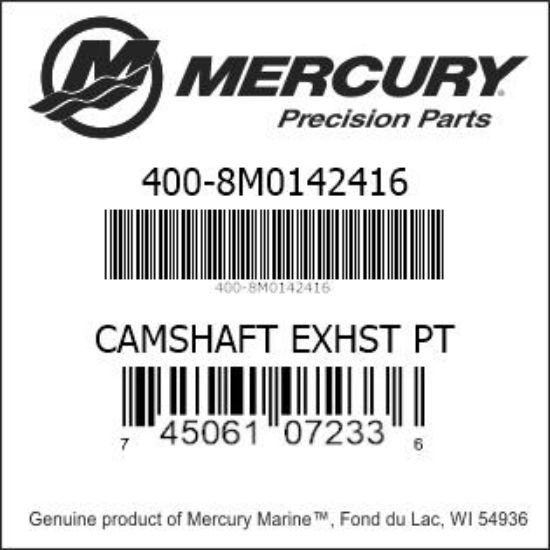 Bar codes for Mercury Marine part number 400-8M0142416