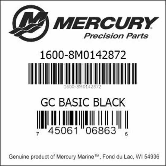 Bar codes for Mercury Marine part number 1600-8M0142872
