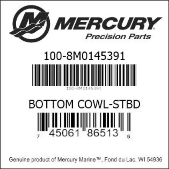 Bar codes for Mercury Marine part number 100-8M0145391