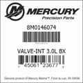 Bar codes for Mercury Marine part number 8M0146074