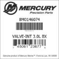 Bar codes for Mercury Marine part number 8M0146074