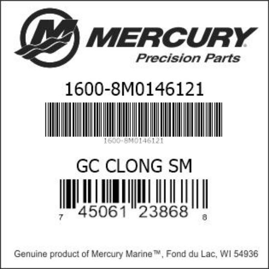 Bar codes for Mercury Marine part number 1600-8M0146121