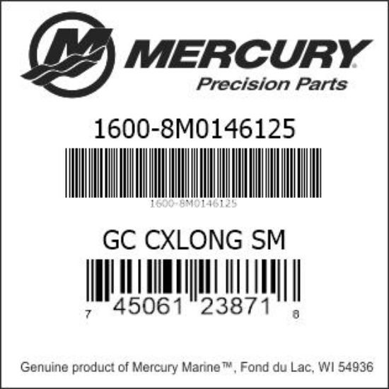 Bar codes for Mercury Marine part number 1600-8M0146125