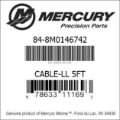 Bar codes for Mercury Marine part number 84-8M0146742
